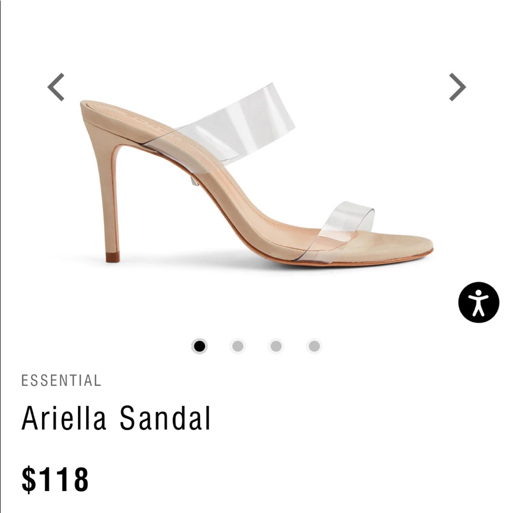 Nude/Beige Schulz Ariella heels with clear straps. Size 7 1/2, shoe runs small.